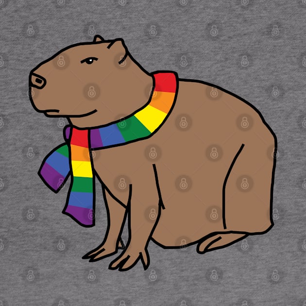 Capybara and Rainbow Pride Flag Scarf by ellenhenryart